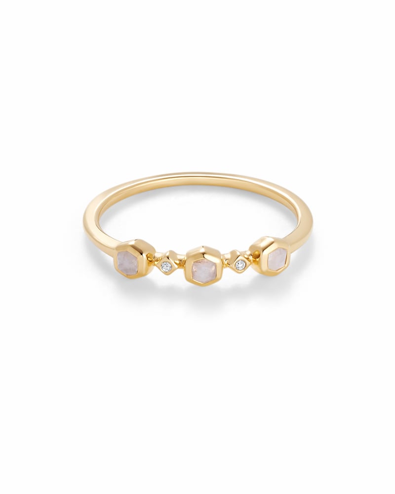 Davie 18k Gold Vermeil Band Ring in Rainbow Moonstone image number 0